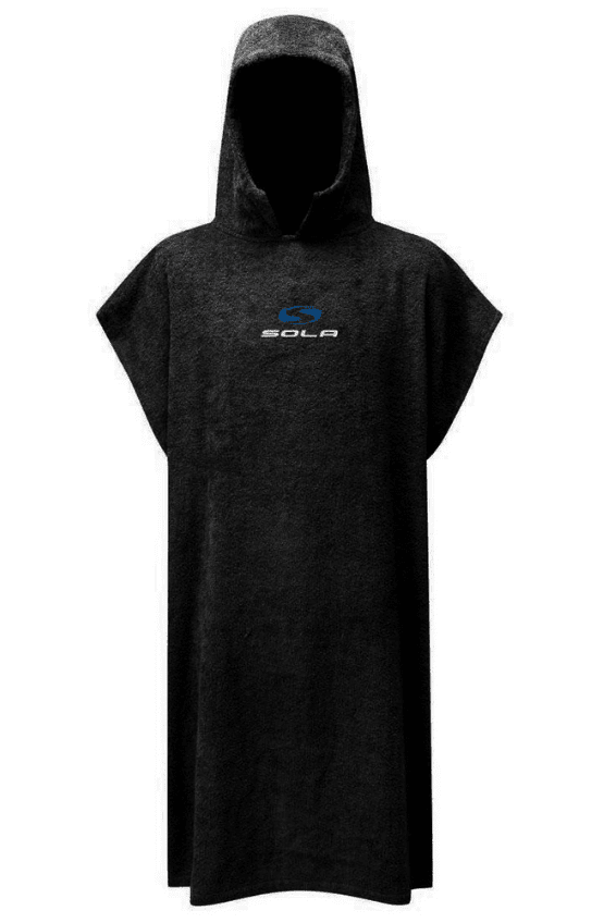Sola Hooded Poncho - Black Blue